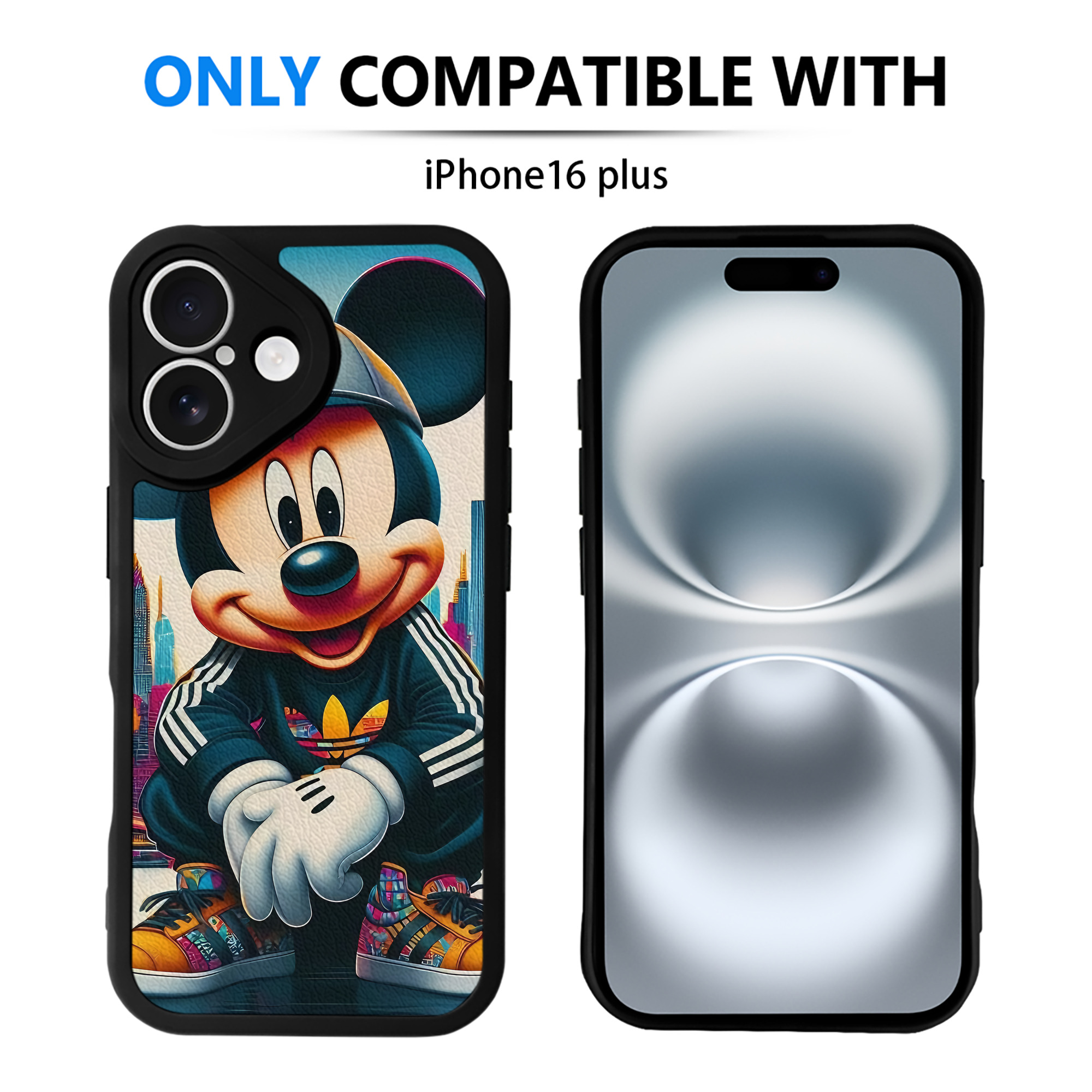 （画像用） ミッキーマウス Mickey Mouse 【iPhone 16シリーズ対応】シリコンスマホケース（レザー調） 材質：シリコン